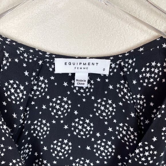 Equipment Black Silk Star Print Mini Dress Size 0 - Picture 5 of 7
